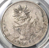 1872-Zs PCGS XF 45 Mexico Un Peso Zacatecas Mint Silver Coin (22092602C)