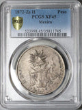 1872-Zs PCGS XF 45 Mexico Un Peso Zacatecas Mint Silver Coin (22092602C)