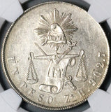 1873-Zs NGC UNC Mexico Un Peso Zacatecas Mint Silver Coin (22113001C)