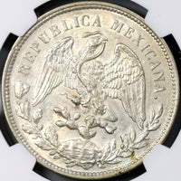1909-Mo NGC AU 58 Mexico City Peso Cap & Rays Silver Coin (18080104C)
