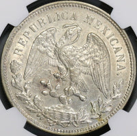 1909-Mo NGC AU 58 Mexico City Peso Cap & Rays Silver Coin (18080104C)