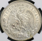 1909-Mo NGC AU 58 Mexico City Peso Cap & Rays Silver Coin (18080104C)