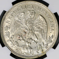 1909-Mo NGC AU 58 Mexico City Peso Cap & Rays Silver Coin (18080104C)