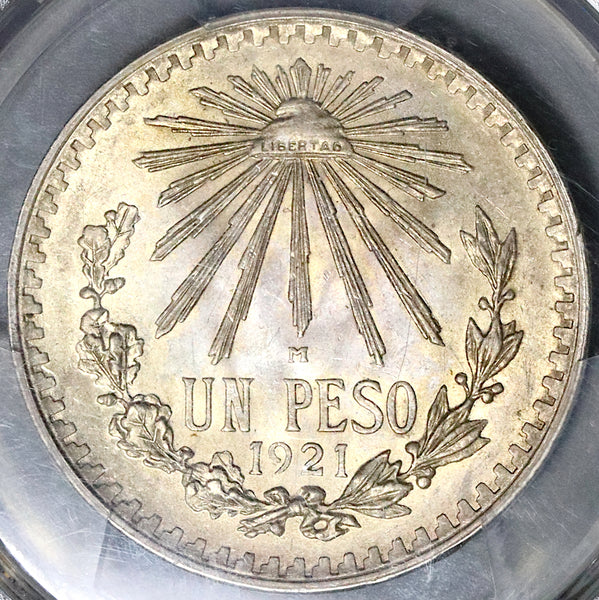 1921 PCGS MS 64  Mexico 1 UN Peso Silver Eagle Snake Mint State Coin (22020201C)