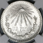 1925 NGC MS 65 Mexico 1 UN Peso Silver Eagle Snake GEM Mint State Coin (22020202C)