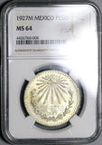 1927 NGC MS 64 Mexico 1 Peso Silver Key Date Mint State Coin (19111204C)