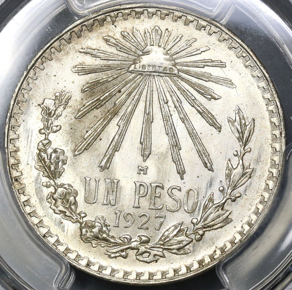 1927 PCGS MS 66 Mexico 1 Peso Key Date Silver Gem Mint State Coin