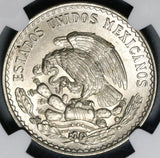 1948 NGC MS 65 Mexico 1 UN Peso Morelos Silver Gem BU Coin (21052502C)