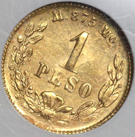 1872-Mo NGC MS 63 Mexico Gold 1 Peso Coin 3000 Mint State (21012705C)