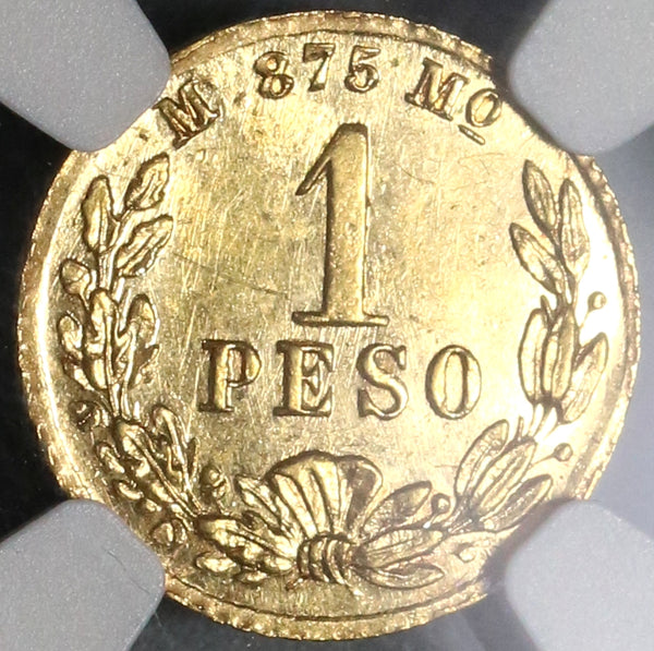 1882/72-Mo NGC MS 62 Mexico Gold 1 Peso Coin Rare Mint State Coin