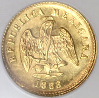 1888-Cn NGC MS 63 Mexico Gold 1 Peso Coin Culiacan Mint State (19102401C)