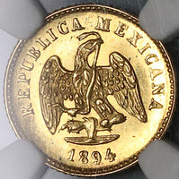 1894-Mo NGC MS 63 Mexico Gold 1 Peso Mint State Coin (22012603C)