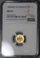 1894-Mo NGC MS 63 Mexico Gold 1 Peso Mint State Coin (22012603C)