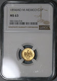 1894-Mo NGC MS 63 Mexico Gold 1 Peso Mint State Coin (22012603C)