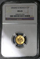 1896-Mo NGC MS 65 Mexico Gold 1 Peso Coin 7166 Minted POP 7/0 (20112802C)