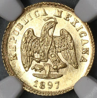 1897/6-Go NGC MS 63 Mexico Gold 1 Peso Coin RARE Only 4k Minted (19032902C)