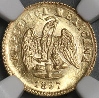 1897/6-Go NGC MS 63 Mexico Gold 1 Peso Coin RARE Only 4k Minted (19032902C)