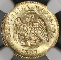 1897/6-Go NGC MS 63 Mexico Gold 1 Peso Coin RARE Only 4k Minted (19032902C)