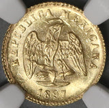 1897/6-Go NGC MS 63 Mexico Gold 1 Peso Coin RARE Only 4k Minted (19032902C)