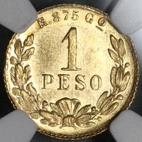 1897/6-Go NGC MS 63 Mexico Gold 1 Peso Coin RARE Only 4k Minted (19032902C)