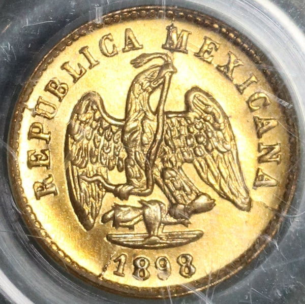 1898-Cn/Mo PCGS MS 64 Mexico Gold 1 Peso Culiacan Mint Lustrous Coin (19111401D)