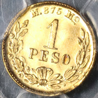 1898/7-Mo PCGS MS 64+ Mexico Gold 1 Peso BU Coin (21080102C)