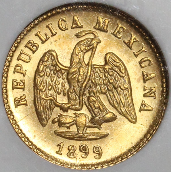 1899-Cn NGC MS 63 Mexico Gold 1 Peso Culiacan Mint 2k Minted Coin (21081702C)