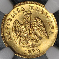 1899-Cn NGC MS 65 Mexico Gold 1 Peso Culiacan Gem Mint State Coin (21112601C)