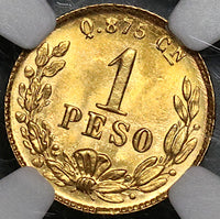 1899-Cn NGC MS 65 Mexico Gold 1 Peso Culiacan Gem Mint State Coin (21112601C)