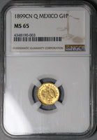 1899-Cn NGC MS 65 Mexico Gold 1 Peso Culiacan Gem Mint State Coin (21112601C)