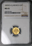 1899-Cn NGC MS 65 Mexico Gold 1 Peso Culiacan Gem Mint State Coin (21112601C)