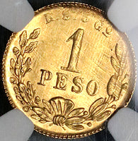 1900/800-Go NGC MS 62 Mexico Gold 1 Peso Guanajuato Mint 864 Coins POP 4/3 (23032902C)