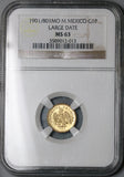 1901-Mo NGC MS 63 Mexico Gold 1 Peso Overdate Mint State Coin (22030501C)
