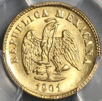 1901/1801-Mo PCGS MS 65 Mexico Gold 1 Peso Large Date Overdate Coin (18082601D)