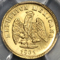 1901/1801-Mo PCGS MS 65 Mexico Gold 1 Peso Large Date Overdate Coin (18082601D)