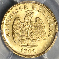 1901/1801-Mo PCGS MS 65 Mexico Gold 1 Peso Large Date Overdate Coin (18082601D)