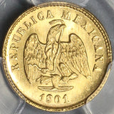 1901/1801-Mo PCGS MS 65 Mexico Gold 1 Peso Large Date Overdate Coin (18082601D)