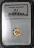 1902-Mo NGC MS 66 Mexico Gold 1 Peso Gem Mint State Coin (21042105C)