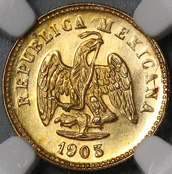 1903-Mo NGC MS 65 Mexico Gold 1 Peso Gem Mint State Coin (22051401D)