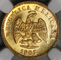 1903-Mo NGC MS 65 Mexico Gold 1 Peso Gem Mint State Coin (22051401D)