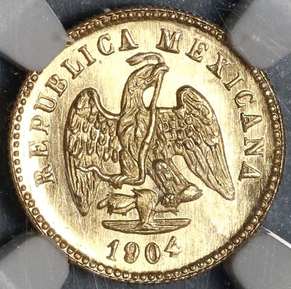 1904-Mo NGC MS 65 Mexico Gold 1 Peso Mint State Coin Only 9845 Minted (19102701D)