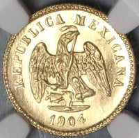 1904-Mo NGC MS 65 Mexico Gold 1 Peso Mint State Coin Only 9845 Minted (19102701D)