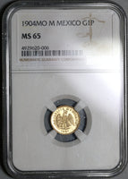1904-Mo NGC MS 65 Mexico Gold 1 Peso Mint State Coin Only 9845 Minted (19102701D)