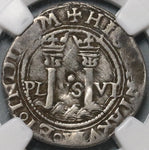 1542-Mo O NGC VF 25 Mexico 1 Real Carlos & Joanna Silver Coin (20110902C)