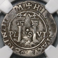 1542-Mo O NGC VF 25 Mexico 1 Real Carlos & Joanna Silver Coin (20110902C)