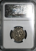 1542-Mo O NGC VF 25 Mexico 1 Real Carlos & Joanna Silver Coin (20110902C)