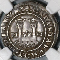 1542-1555 NGC XF 45 Mexico 1 Real Carlos & Joanna Silver Coin (19122901C)