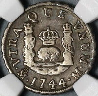 1744 NGC VF 30 Mexico 1 Real Mint Error Spain Pillars Colonial Silver Coin (21011201C)