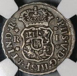 1744 NGC VF 30 Mexico 1 Real Mint Error Spain Pillars Colonial Silver Coin (21011201C)
