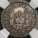 1759 NGC VF 25 Mexico 1 Real Ferdinand VI Spain Colony Silver Coin (22022801C)
